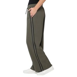 Rachel Roy Women’s Drawstring Pants Wide Leg Army Green Black Stripes Size XS